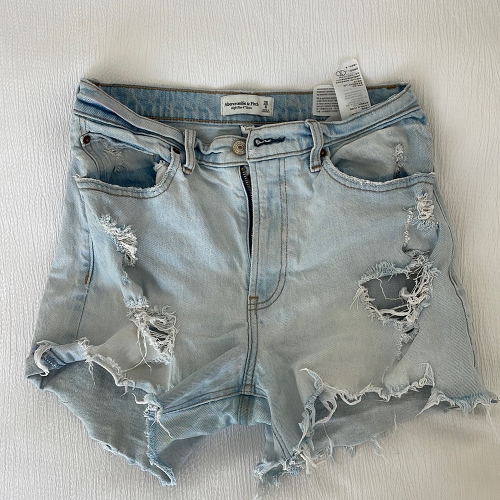 Abercrombie CurveLove Denim Ripped Short